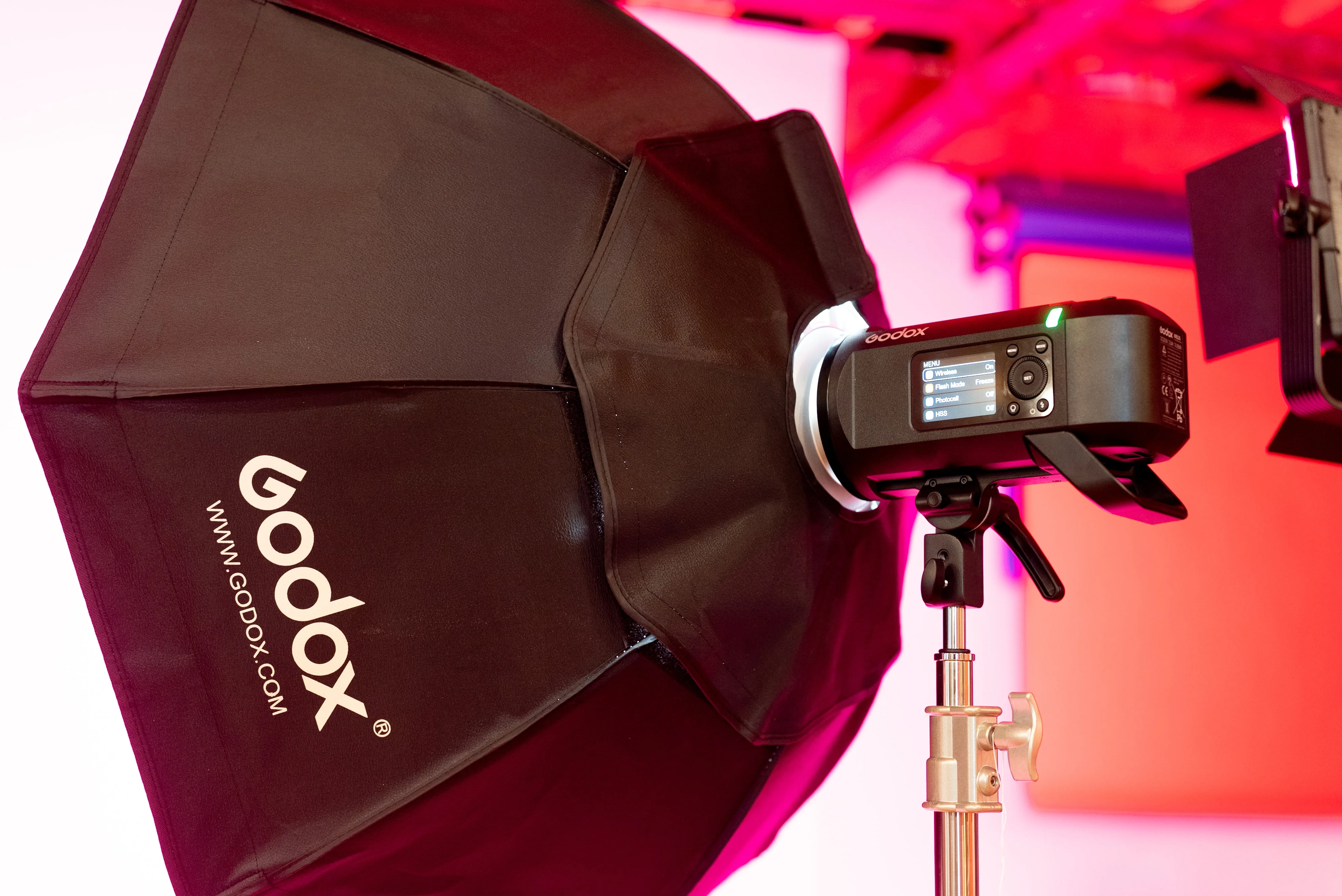 Godox strobe with an octagonal softbox